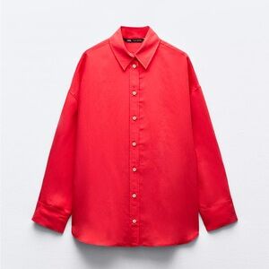 ZARA Oversized Candy Apple Red Blouse